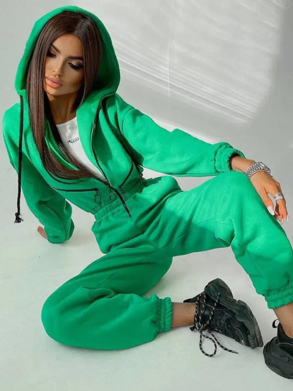 Blue Zone Planet | hooded sweatshirt sports suit two piece set BLUE ZONE PLANET