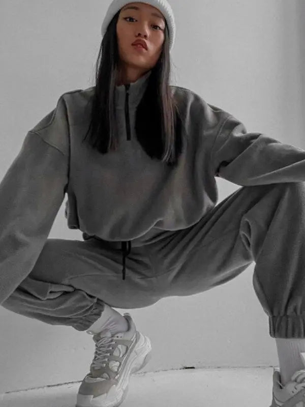 Blue Zone Planet | hooded sweatshirt sports suit two piece set BLUE ZONE PLANET