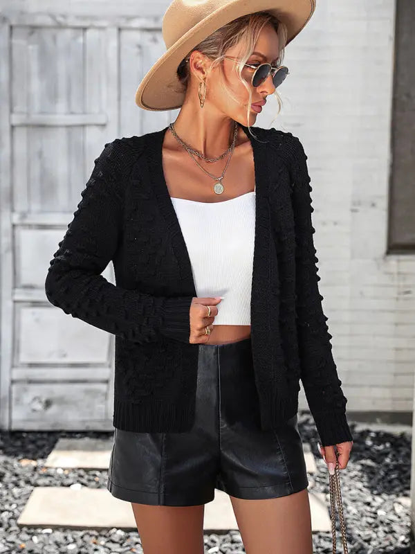 Blue Zone Planet | knitted three-dimensional pattern cardigan coat sweater BLUE ZONE PLANET