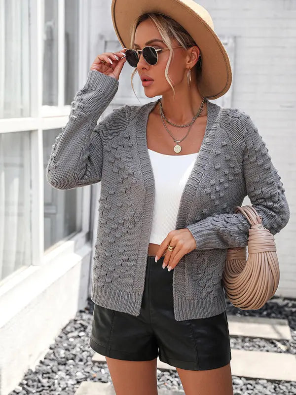 Blue Zone Planet | knitted three-dimensional pattern cardigan coat sweater BLUE ZONE PLANET