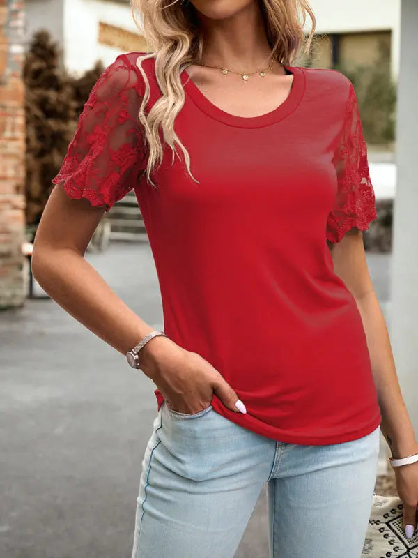Blue Zone Planet | lace short-sleeved T-shirt BLUE ZONE PLANET