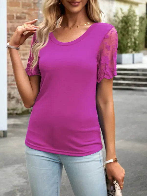 Blue Zone Planet |  lace short-sleeved T-shirt BLUE ZONE PLANET