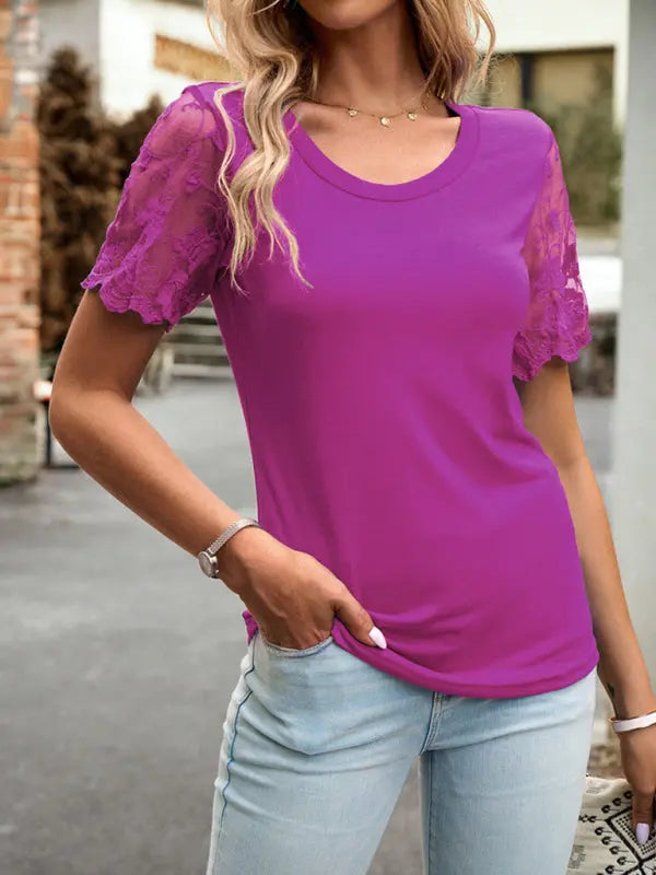 Blue Zone Planet | lace short-sleeved T-shirt BLUE ZONE PLANET
