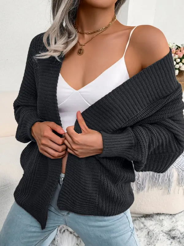 Blue Zone Planet | leisure bat long sleeve loose cardigan sweater coat BLUE ZONE PLANET