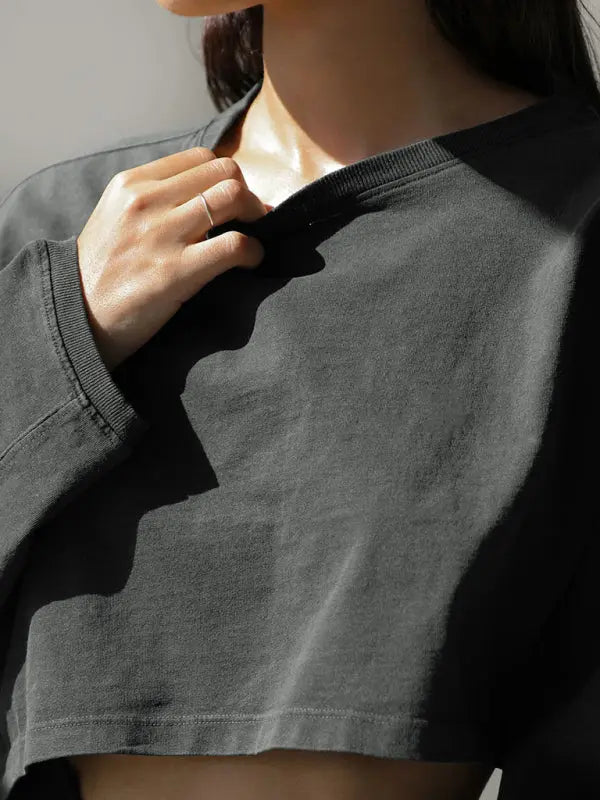 Blue Zone Planet | loose round neck high waist sweatshirt BLUE ZONE PLANET