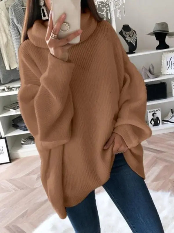 Blue Zone Planet | loose solid color turtleneck sweater BLUE ZONE PLANET