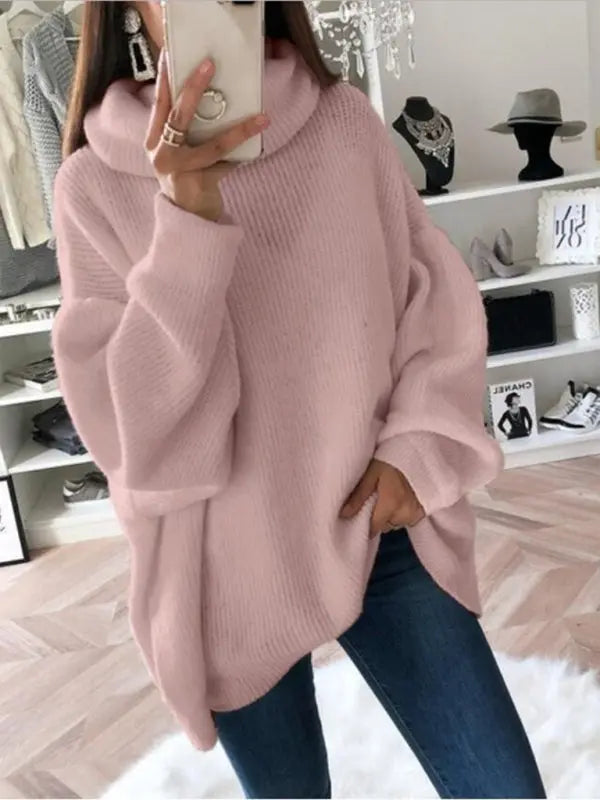 Blue Zone Planet | loose solid color turtleneck sweater BLUE ZONE PLANET