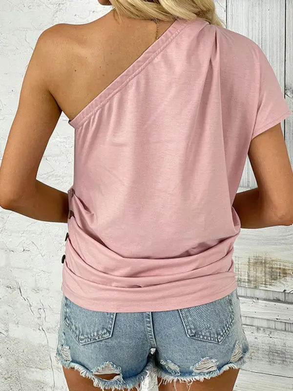 Blue Zone Planet | pink off-shoulder one-shoulder top BLUE ZONE PLANET
