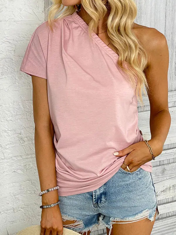 Blue Zone Planet | pink off-shoulder one-shoulder top BLUE ZONE PLANET