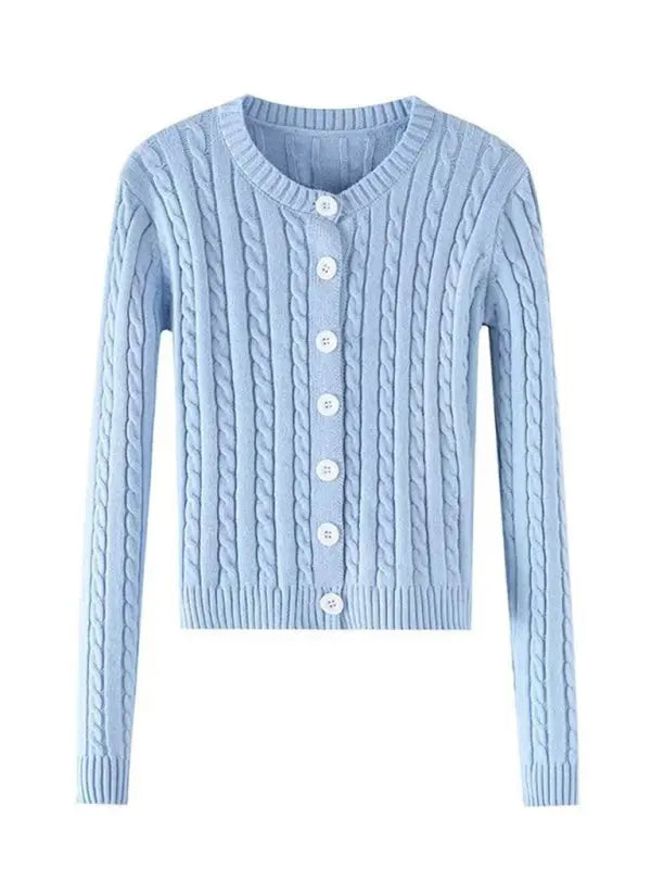 Blue Zone Planet | retro twist single-breasted knitted cardigan BLUE ZONE PLANET