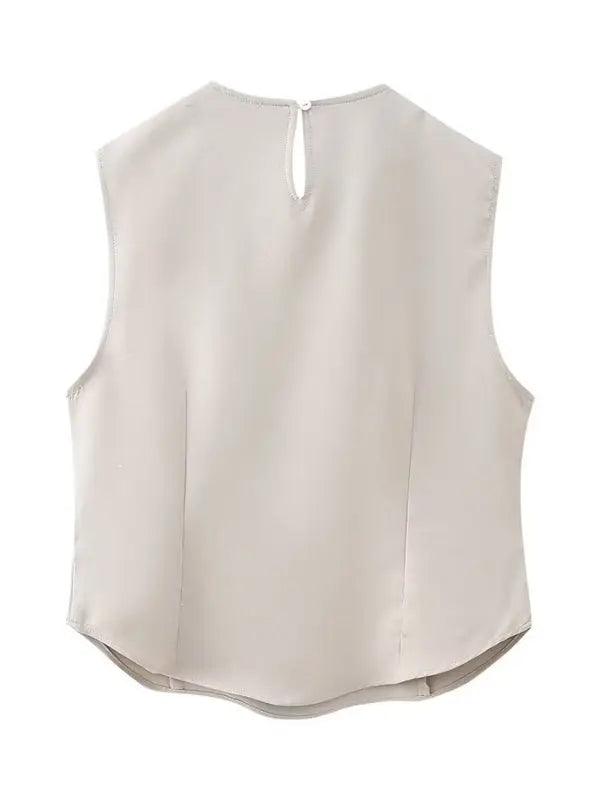 Blue Zone Planet | round neck slim sleeveless vest + skirt suit BLUE ZONE PLANET