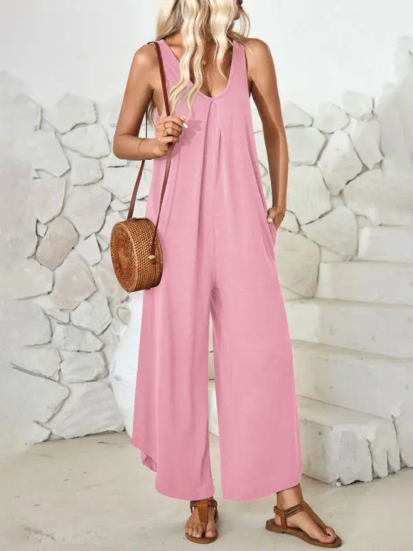Blue Zone Planet | sleeveless V-neck wide-leg jumpsuit with pockets BLUE ZONE PLANET