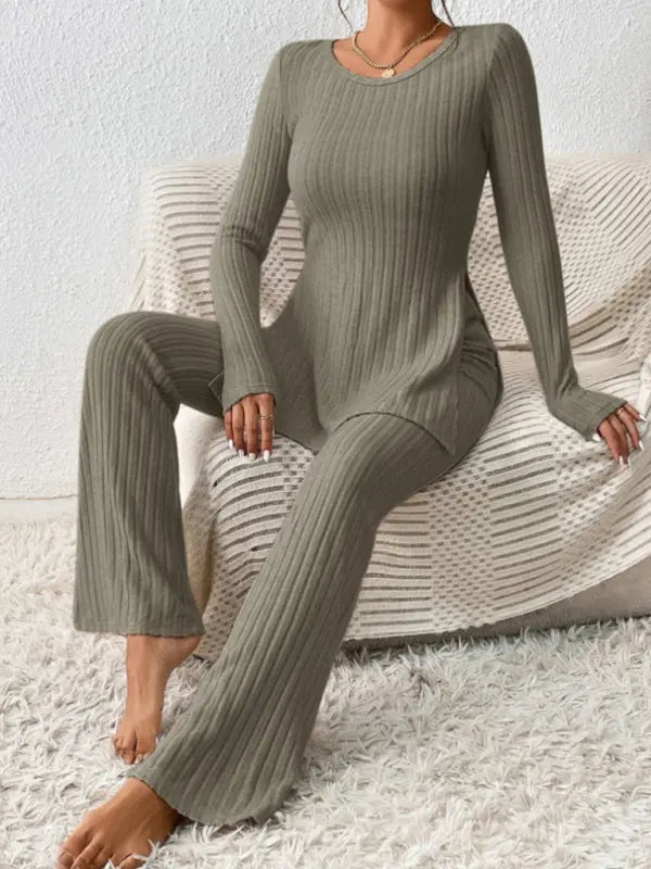 Blue Zone Planet | slim side slit knitted two-piece set BLUE ZONE PLANET