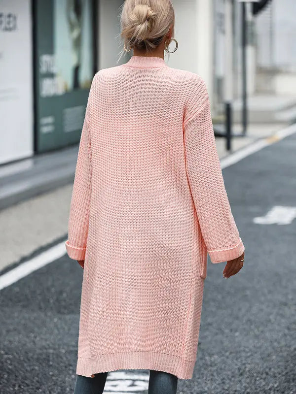 Blue Zone Planet | solid color knitted sweater pocket coat sweater BLUE ZONE PLANET