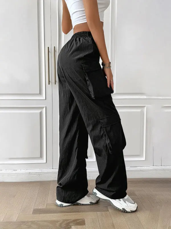 Blue Zone Planet | solid color multi-pocket workwear sports trousers BLUE ZONE PLANET