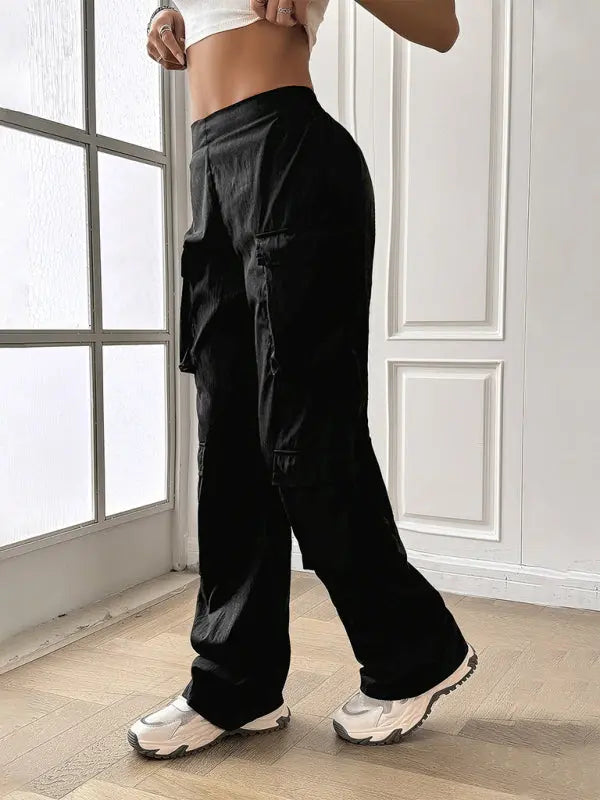 Blue Zone Planet | solid color multi-pocket workwear sports trousers BLUE ZONE PLANET