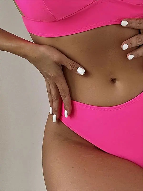 Blue Zone Planet | solid color underwire push up high waist triangle cup beach bikini swimsuit BLUE ZONE PLANET