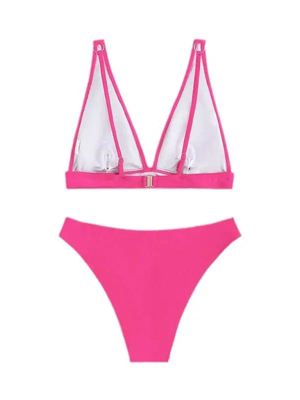Blue Zone Planet | solid color underwire push up high waist triangle cup beach bikini swimsuit BLUE ZONE PLANET