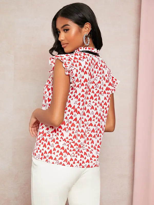 Blue Zone Planet | spring and summer loose sleeveless lotus leaf edge print shirt BLUE ZONE PLANET