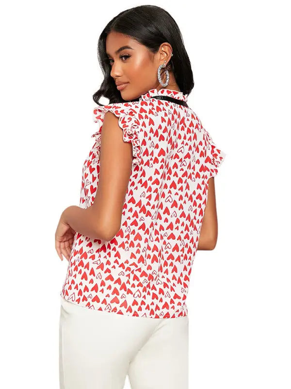 Blue Zone Planet | spring and summer loose sleeveless lotus leaf edge print shirt BLUE ZONE PLANET