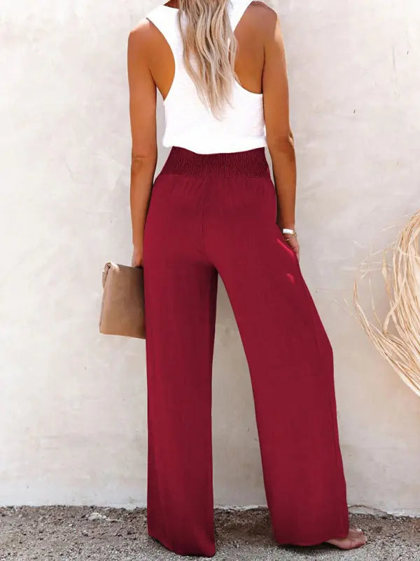 Blue Zone Planet | trousers pure color cotton and linen loose loose wide-leg trousers BLUE ZONE PLANET
