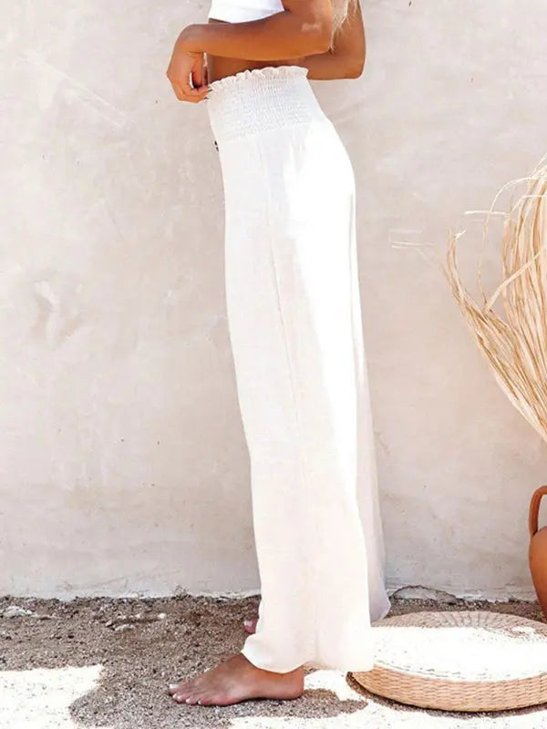 Blue Zone Planet | trousers pure color cotton and linen loose loose wide-leg trousers BLUE ZONE PLANET