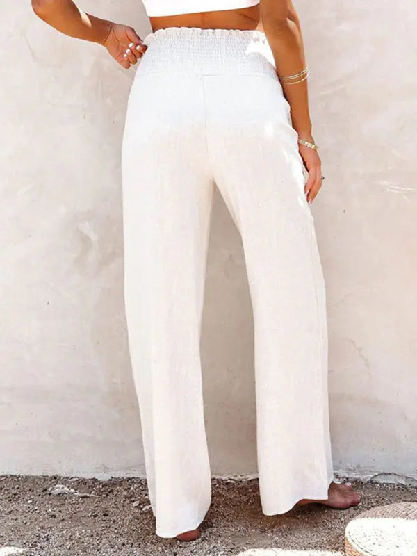 Blue Zone Planet | trousers pure color cotton and linen loose loose wide-leg trousers BLUE ZONE PLANET