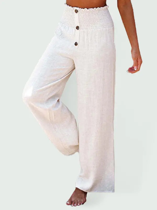 Blue Zone Planet | trousers pure color cotton and linen loose loose wide-leg trousers BLUE ZONE PLANET