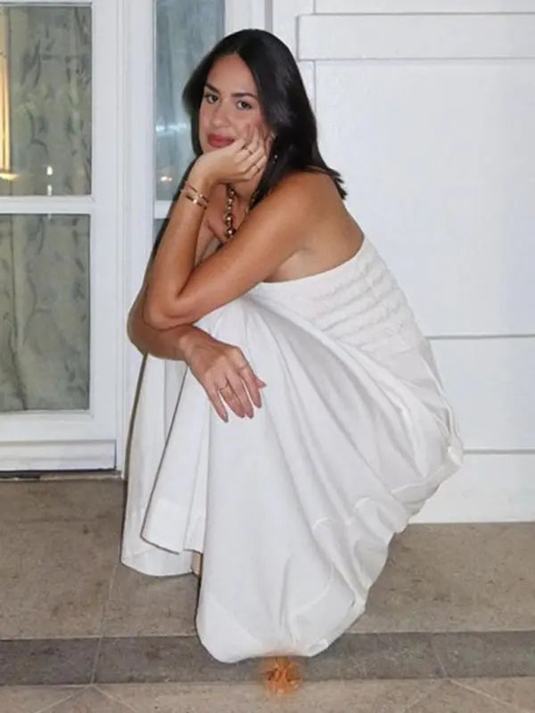 Blue Zone Planet |  tube top and sleeveless elegant ladies dress with elegant craftsmanship BLUE ZONE PLANET