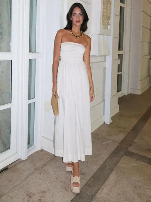 Blue Zone Planet |  tube top and sleeveless elegant ladies dress with elegant craftsmanship BLUE ZONE PLANET