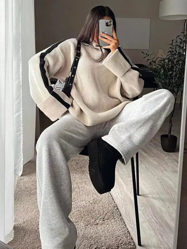 Blue Zone Planet | winter high collar pullover sweater BLUE ZONE PLANET