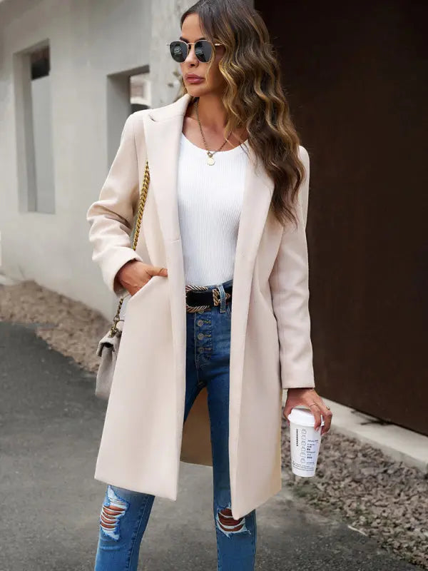 Blue Zone Planet | woolen coat solid color commuter cardigan coat BLUE ZONE PLANET