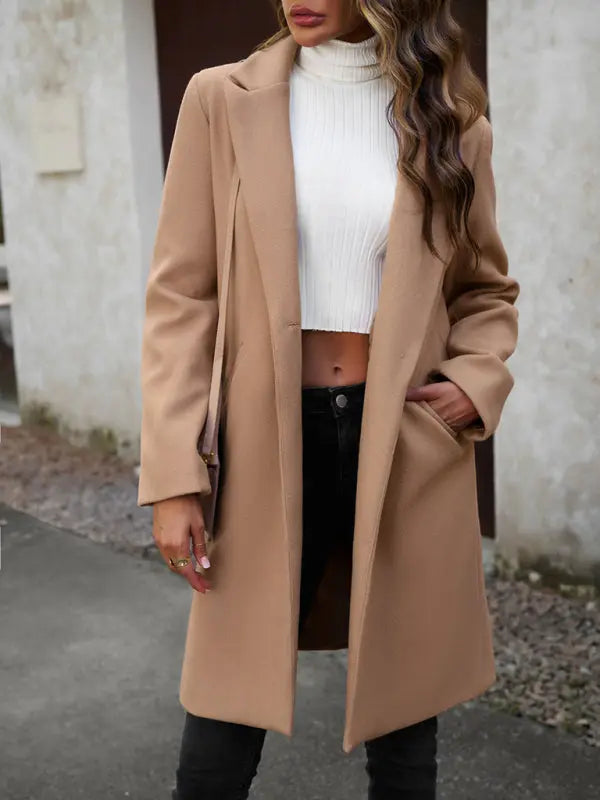 Blue Zone Planet | woolen coat solid color commuter cardigan coat BLUE ZONE PLANET