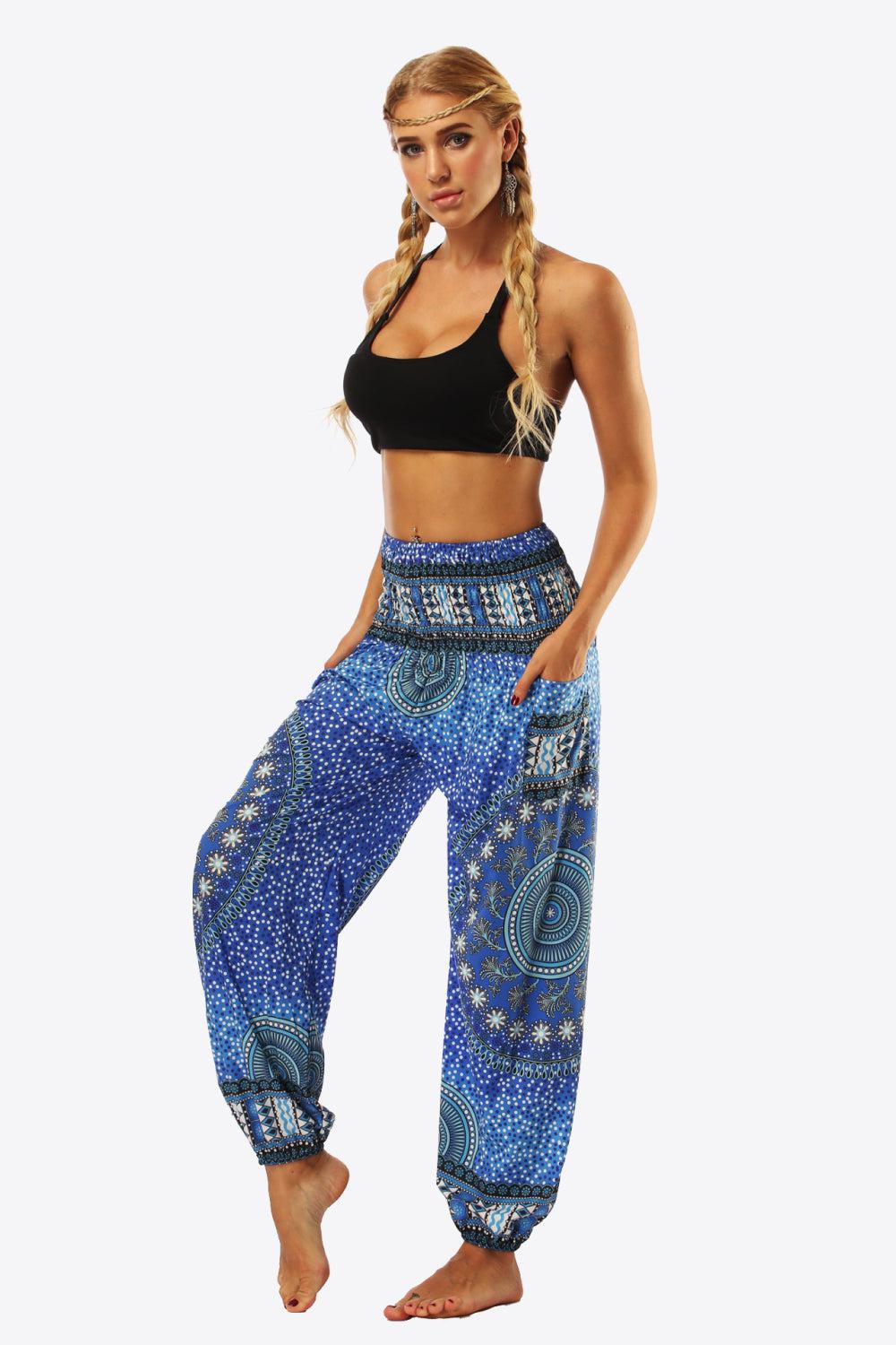 Bohemian Printed High-Waist Pants BLUE ZONE PLANET