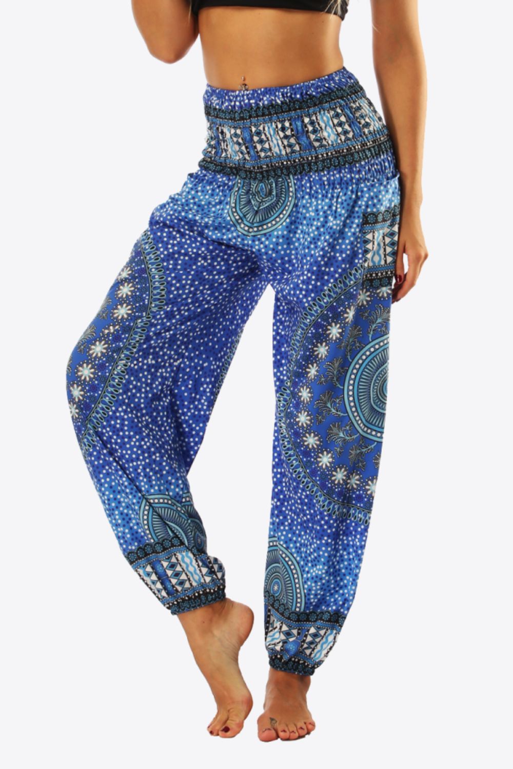 Bohemian Printed High-Waist Pants BLUE ZONE PLANET
