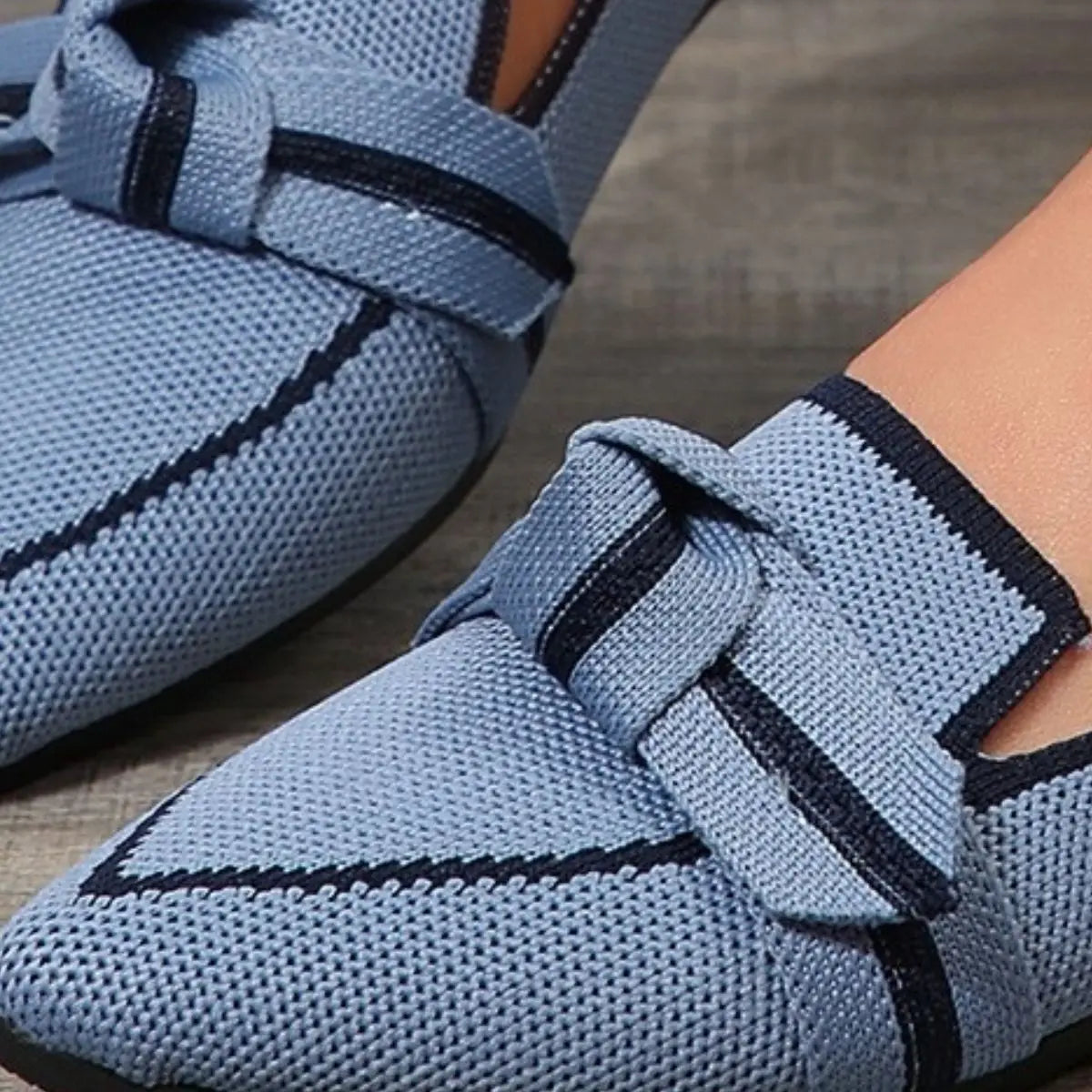 Bow Contrast Trim Point Toe Sneakers Trendsi