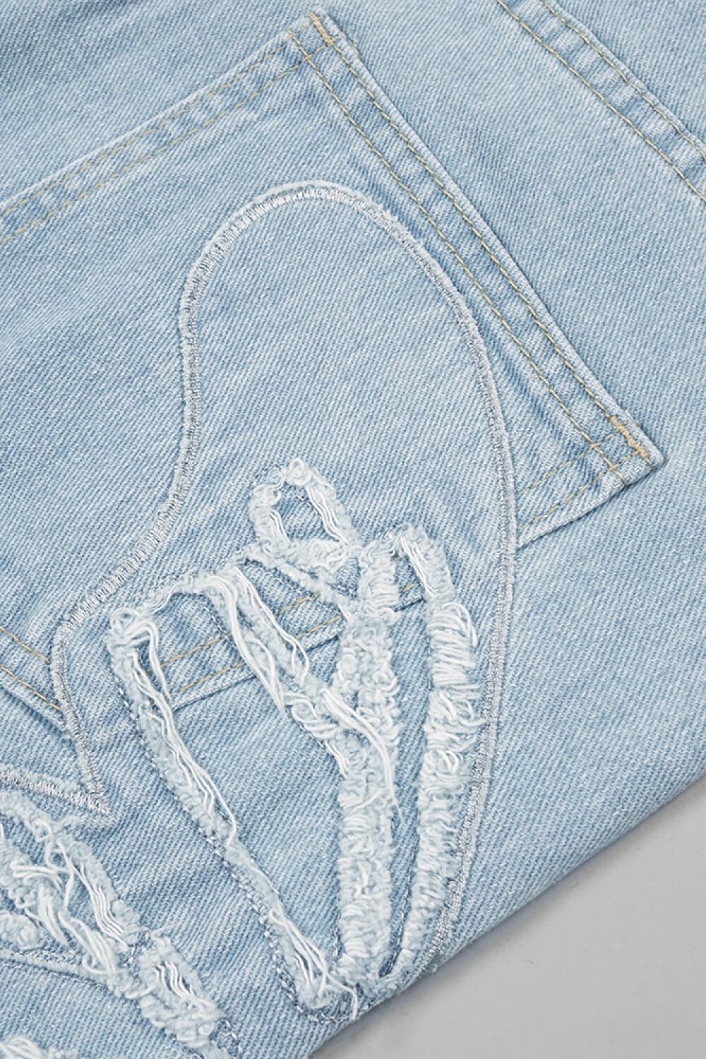 Butterfly Halter Neck Denim Top and Jeans Set BLUE ZONE PLANET