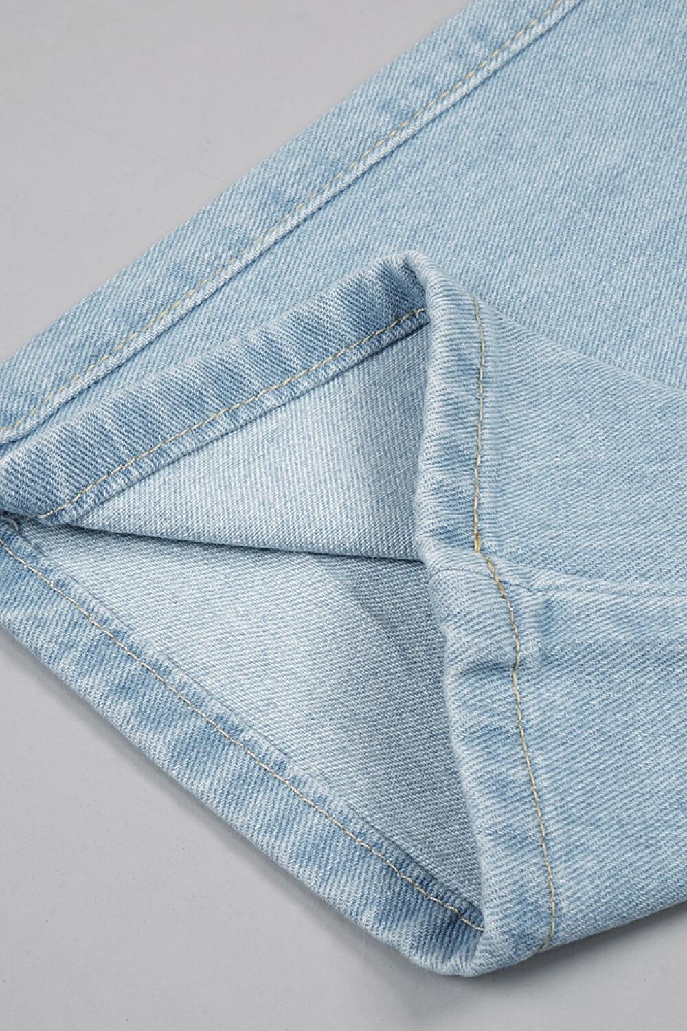 Butterfly Halter Neck Denim Top and Jeans Set BLUE ZONE PLANET