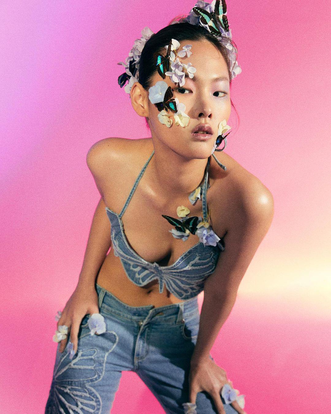 Butterfly Halter Neck Denim Top and Jeans Set BLUE ZONE PLANET