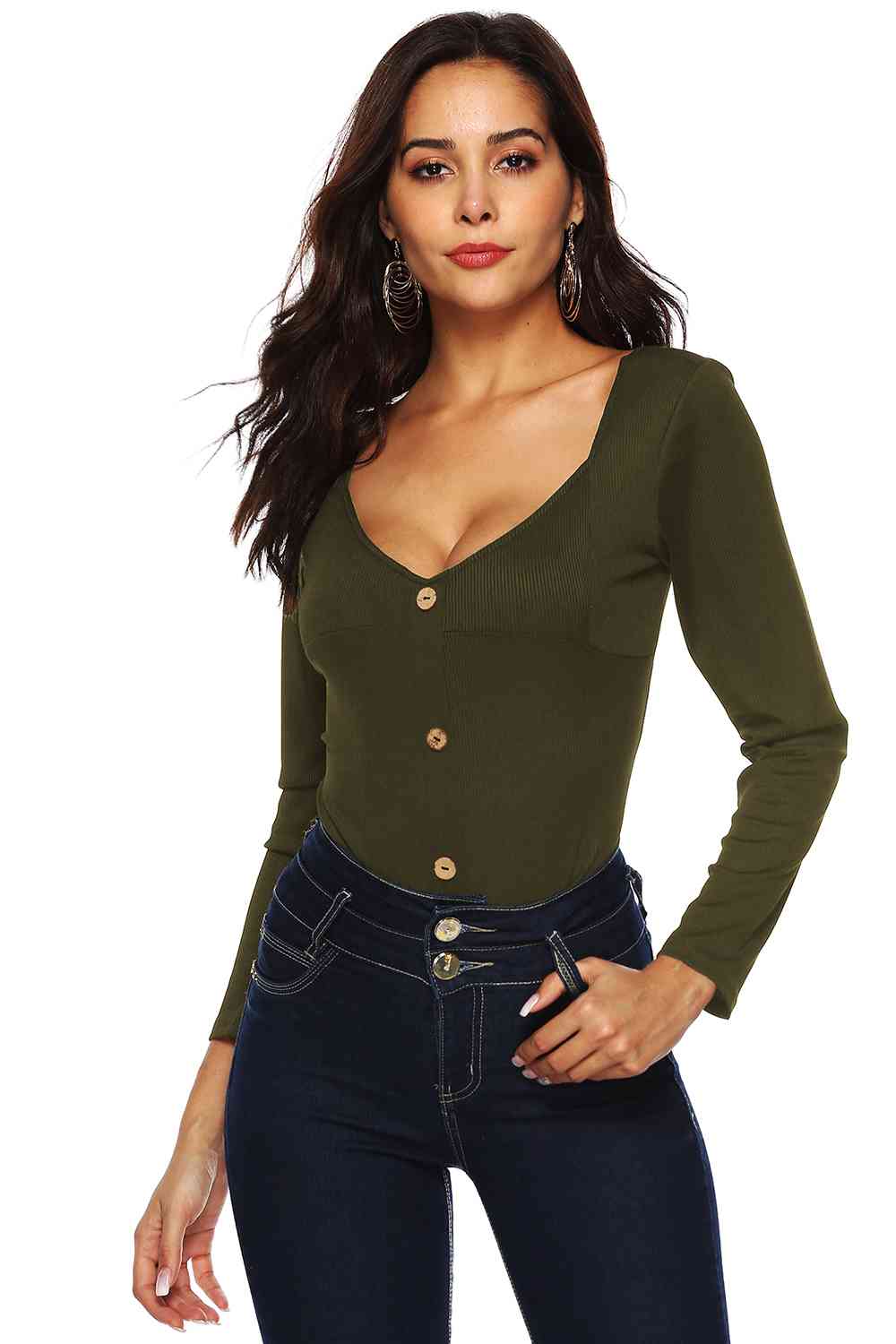Button Detail Bodysuit BLUE ZONE PLANET