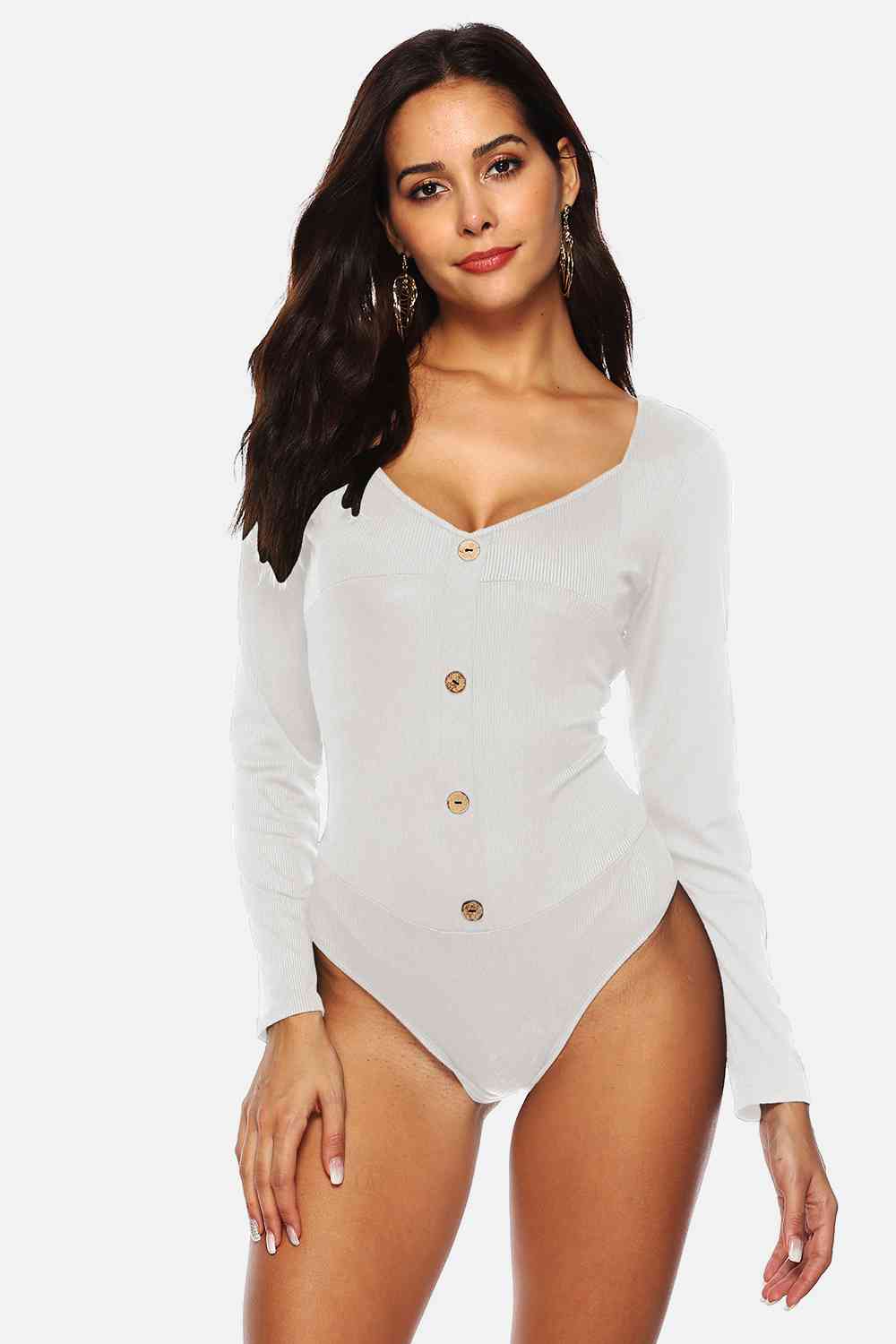 Button Detail Bodysuit BLUE ZONE PLANET