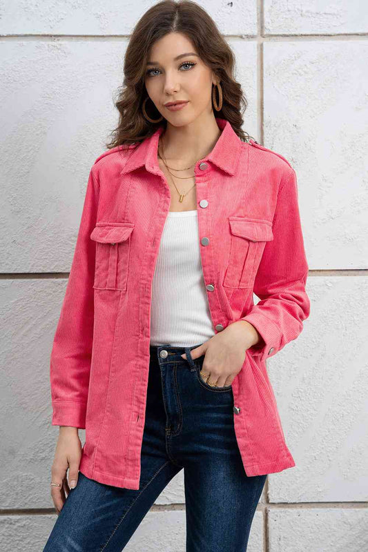 Button Down Collared Jacket BLUE ZONE PLANET
