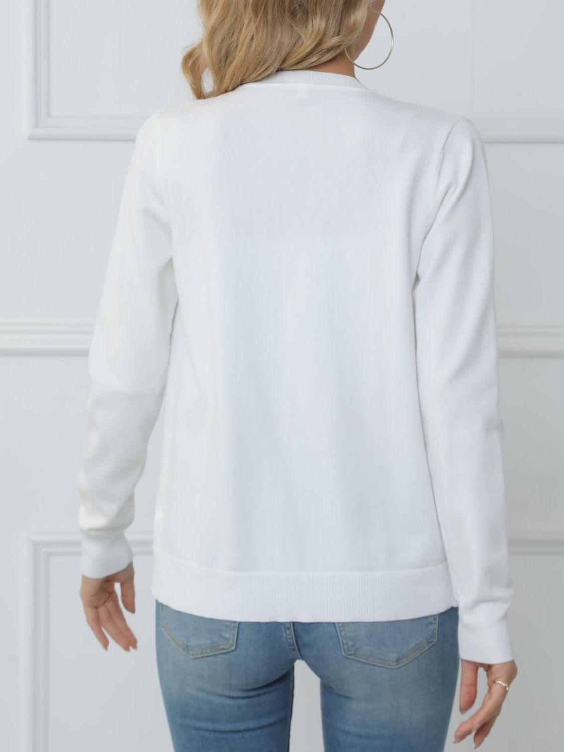 Button Down Round Neck Cardigan BLUE ZONE PLANET