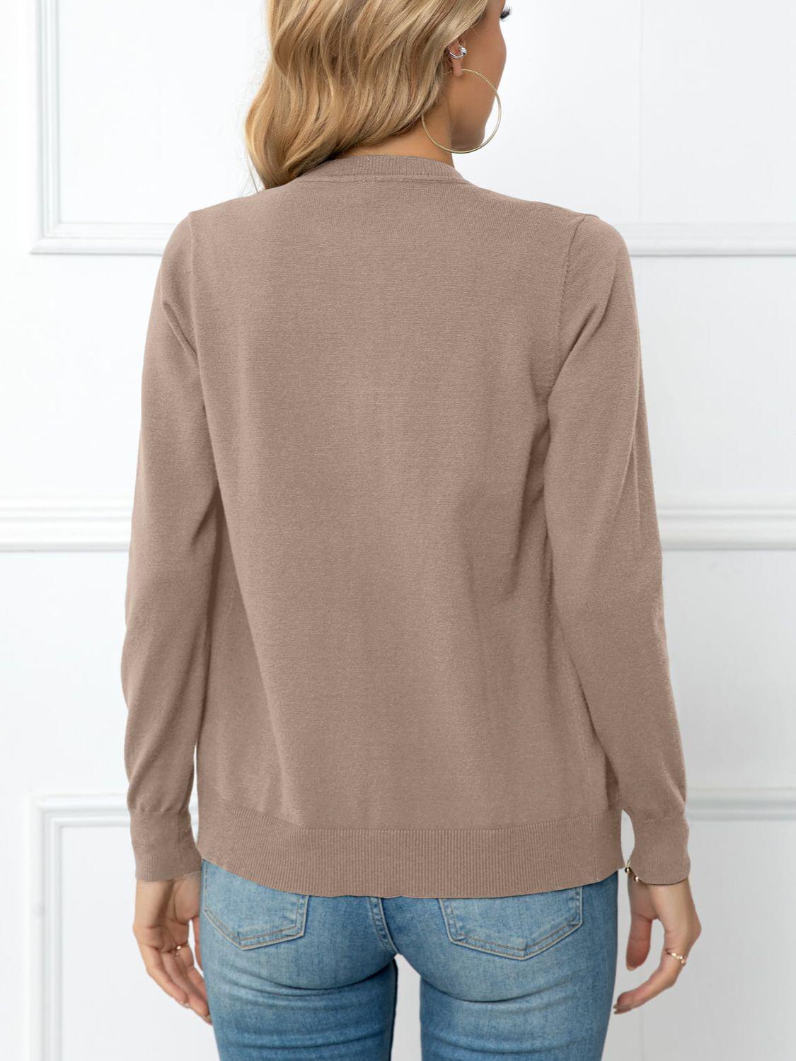 Button Down Round Neck Cardigan BLUE ZONE PLANET