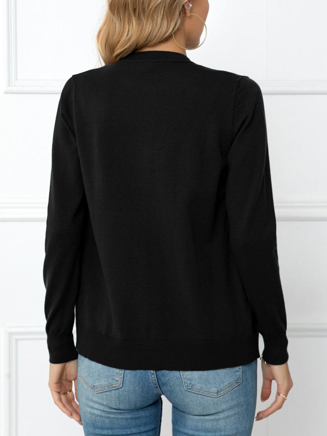 Button Down Round Neck Cardigan BLUE ZONE PLANET