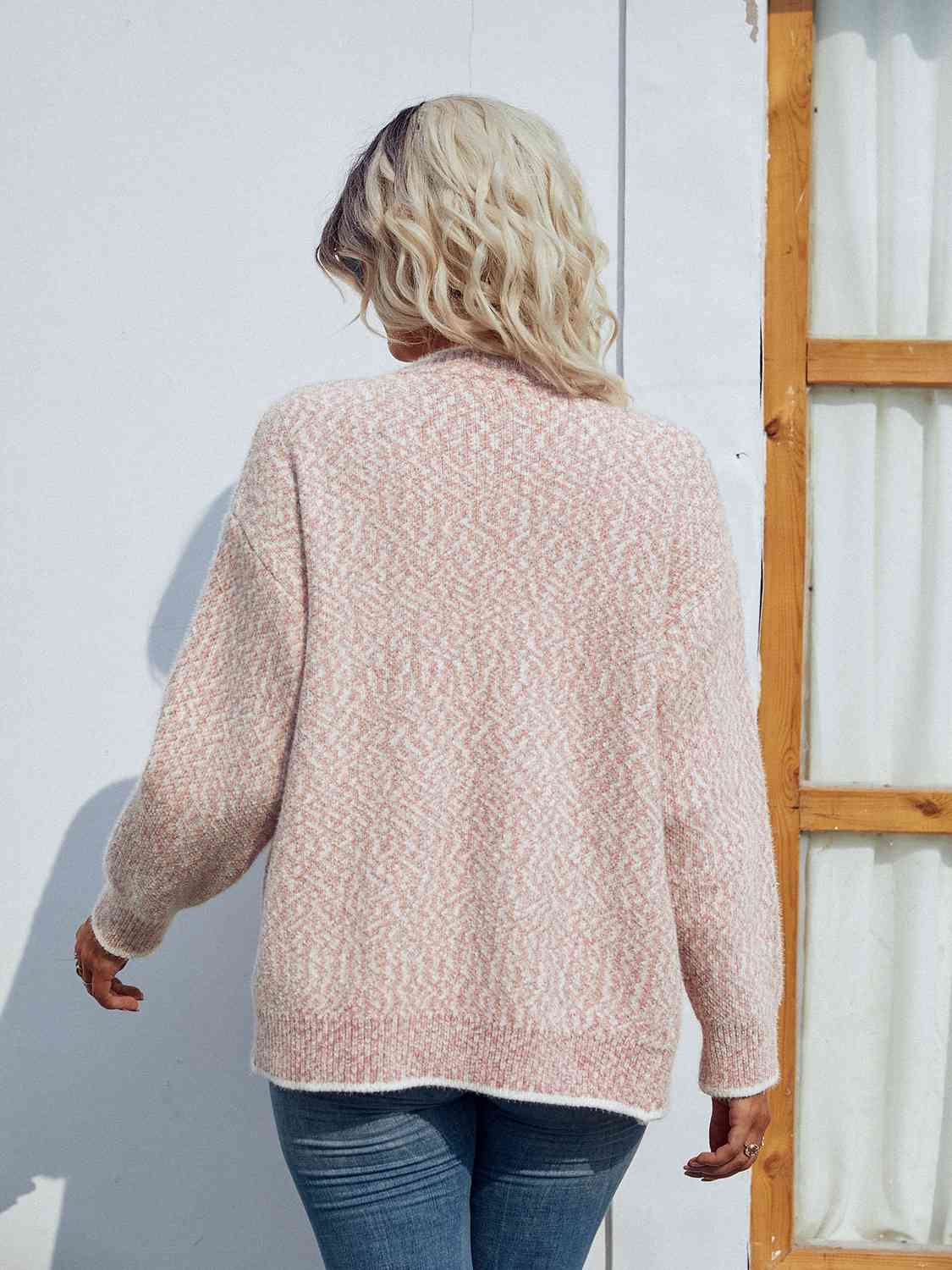 Button Down V-Neck Cardigan with Pockets BLUE ZONE PLANET
