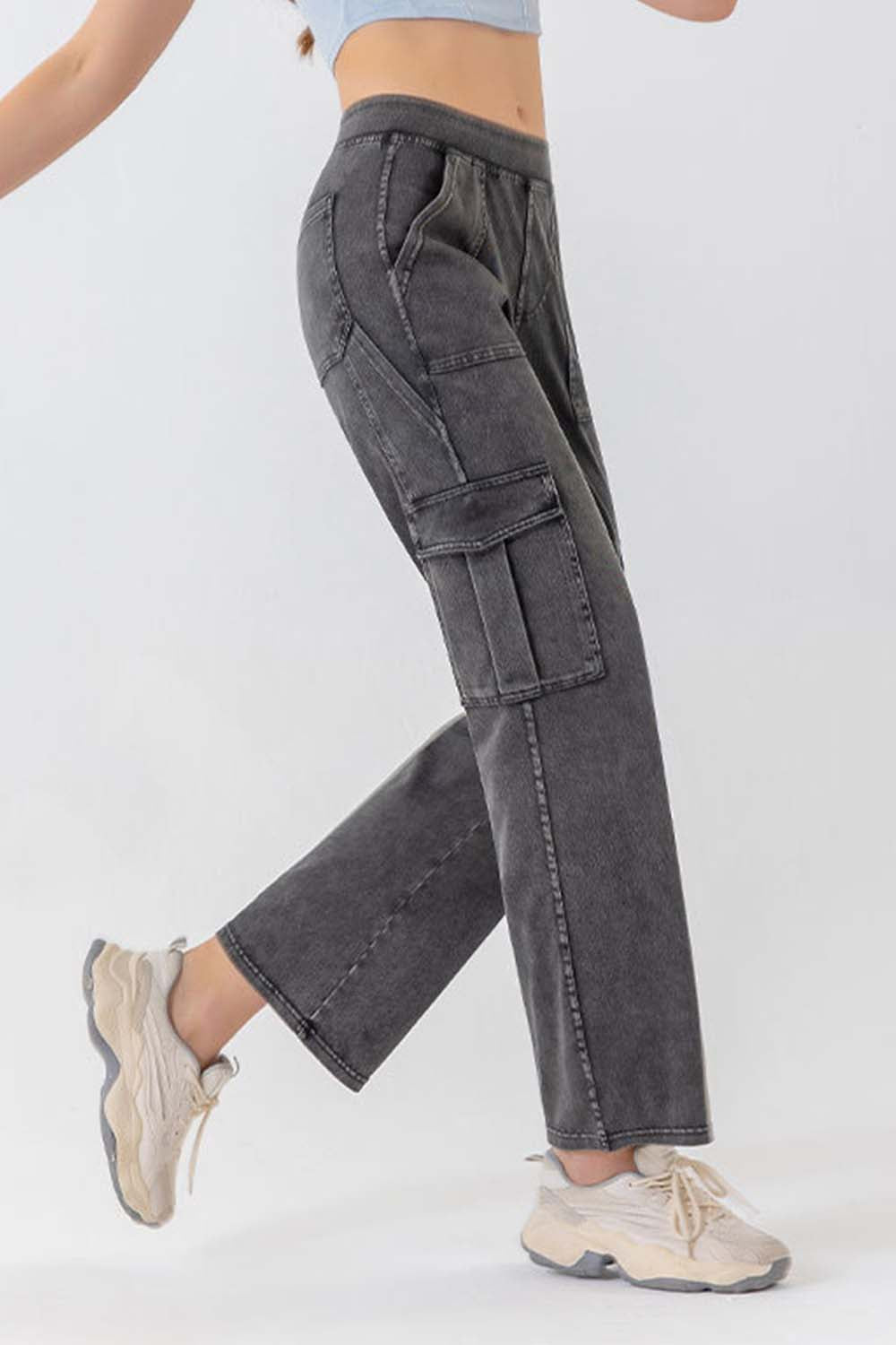 Button Fly Pocketed Long Jeans BLUE ZONE PLANET