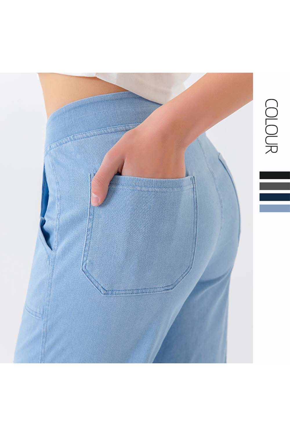 Button Fly Pocketed Long Jeans BLUE ZONE PLANET
