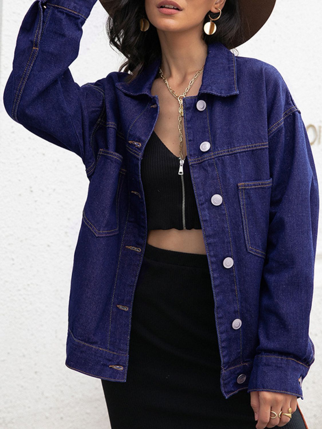 Buttoned Denim Jacket BLUE ZONE PLANET