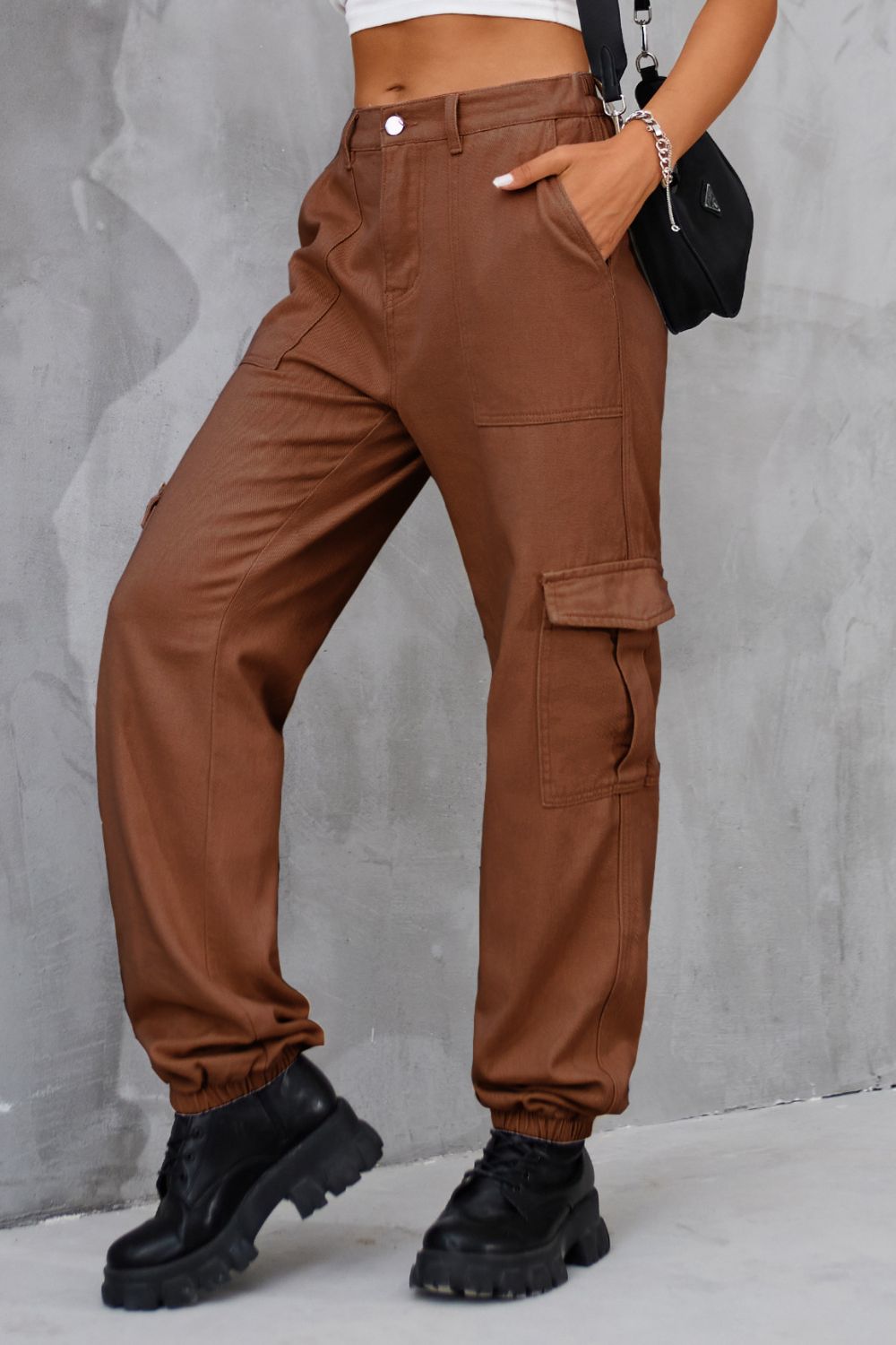 Buttoned High Waist Jeans with Pockets BLUE ZONE PLANET
